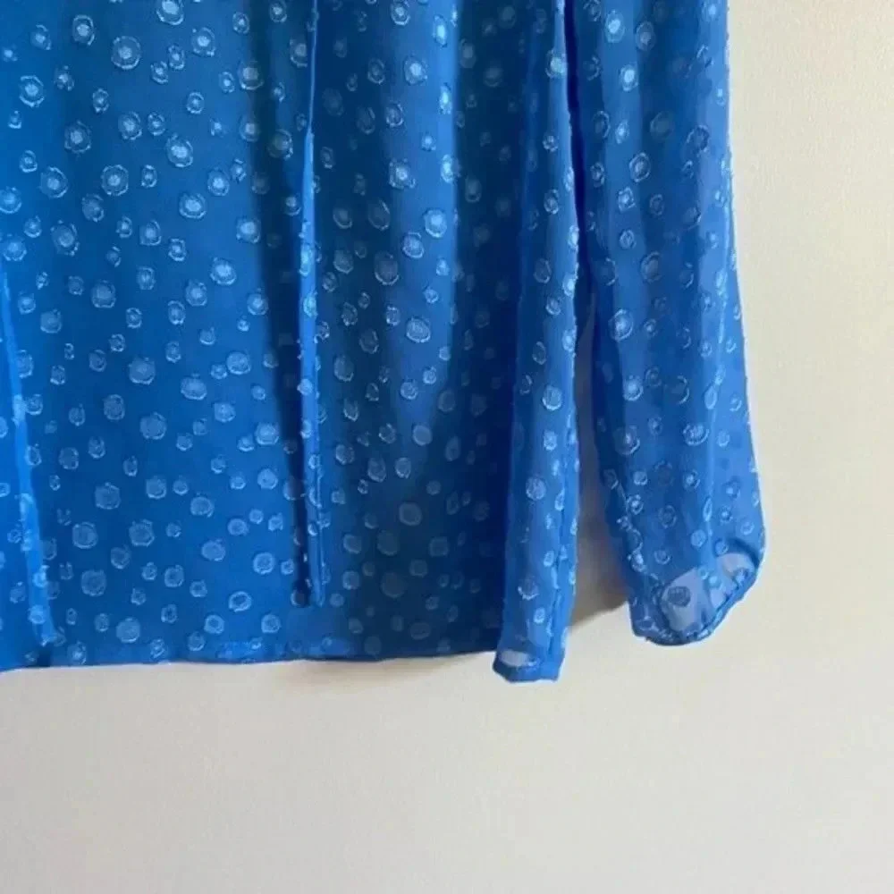 J. Crew Blue Polka Dot Sheer Blouse - Picture 4 of 10